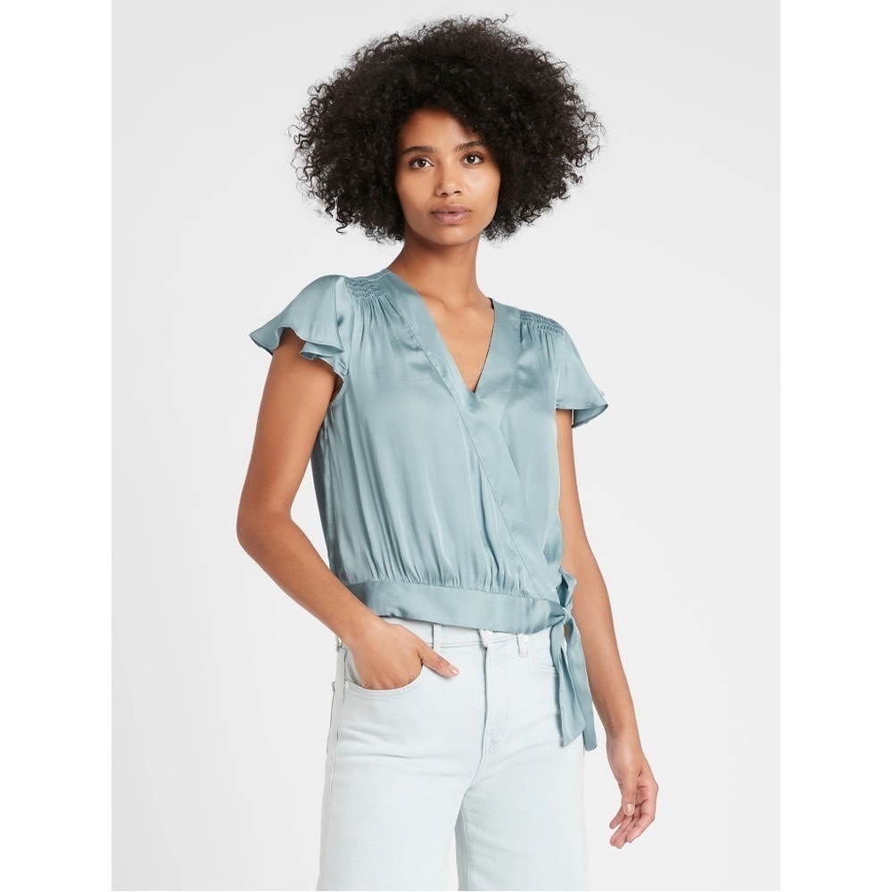 NWT Banana Republic Sateen Wrap Top